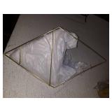 Umbra Trigg Hanging Planter Vase & Geometric Wall Decor Ceramic Container - Great For Succulent Plants, Air Plant, Mini Cactus, Faux Plants and More, Large, White/Brass