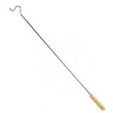 Closet Reacher Pole with Hook and Wooden Grip Handle - Adjustable 2.75 - 5 Feet, Chrome Plated Steel Clothing Hanger Shepherds Hook to Easily Reach Clothes and Closet Poles Retails for $20