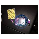 Two Micro Usb Portable Key Chain Charger Skull Flowers Sync Cords 3ft Retractable Retails for $8 each