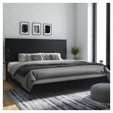 DHP Janford Upholstered Bed, Black Faux Leather, King - Retails for $217