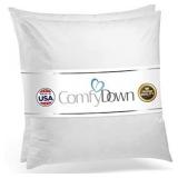 ComfyDown 17 x 17 95% Duck feather, 5% down. cover 100% cotton Retails for $60