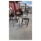 Metal Safari Themed Bar Height Chair and a Wooden Chair