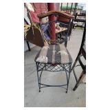 Metal Safari Themed Bar Height Chair and a Wooden Chair