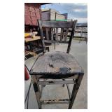 Metal Safari Themed Bar Height Chair and a Wooden Chair