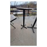 (2) Round Cherry Wooden Laminate Bar Height Tables W/ Metal Base