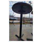 (2) Round Cherry Wooden Laminate Bar Height Tables W/ Metal Base