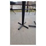 (2) Round Cherry Wooden Laminate Bar Height Tables W/ Metal Base