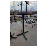 (2) Round Cherry Wooden Laminate Bar Height Tables W/ Metal Base