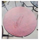 (2) Round Cherry Wooden Laminate Bar Height Tables W/ Metal Base