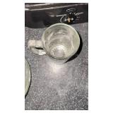 (2) Small Black Crocks W/ Glass Lids and Glassware