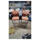 (2) Tall Orange Chairs W/ Arm Rests