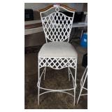 (2) White Unique Metal Bar Height Chairs