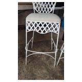 (2) White Unique Metal Bar Height Chairs