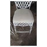 (2) White Unique Metal Bar Height Chairs