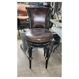 Round Rustic Spinning Vinyl Bar Height Chair