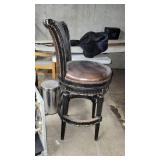 Round Rustic Spinning Vinyl Bar Height Chair
