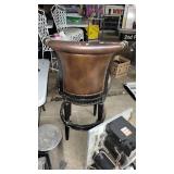 Round Rustic Spinning Vinyl Bar Height Chair