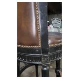 Round Rustic Spinning Vinyl Bar Height Chair