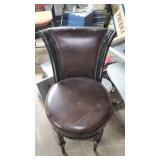 Round Rustic Spinning Vinyl Bar Height Chair