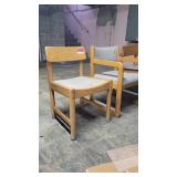 (3) Wooden Chairs W/ Gray Seats