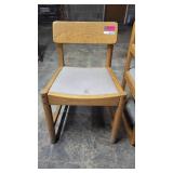 (3) Wooden Chairs W/ Gray Seats
