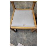 (3) Wooden Chairs W/ Gray Seats