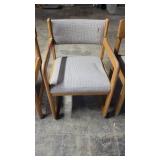 (3) Wooden Chairs W/ Gray Seats