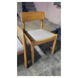 (3) Wooden Chairs W/ Gray Seats