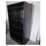 6 Tier Black Particle Board Display Shelving - Back Left Corner is Grooved for Wall