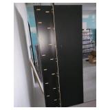 6 Tier Black Particle Board Display Shelving - Back Left Corner is Grooved for Wall