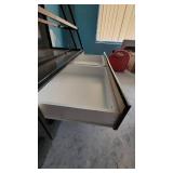 5 Tier Slanted Metal/ Particle Board Rack with Bottom Storage Drawers