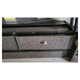 5 Tier Slanted Metal/ Particle Board Rack with Bottom Storage Drawers