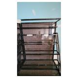5 Tier Slanted Metal/ Particle Board Rack with Bottom Storage Drawers