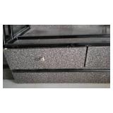 5 Tier Slanted Metal/ Particle Board Rack with Bottom Storage Drawers