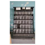 5 Tier Slanted Metal/ Particle Board Rack with Bottom Storage Drawers