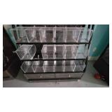 5 Tier Slanted Metal/ Particle Board Rack with Bottom Storage Drawers