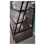 5 Tier Slanted Metal/ Particle Board Rack with Bottom Storage Drawers