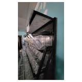 5 Tier Slanted Metal/ Particle Board Rack with Bottom Storage Drawers