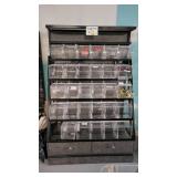 5 Tier Slanted Metal/ Particle Board Rack with Bottom Storage Drawers