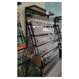 5 Tier Slanted Metal/ Particle Board Rack with Bottom Storage Drawers