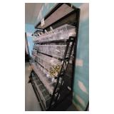 5 Tier Slanted Metal/ Particle Board Rack with Bottom Storage Drawers