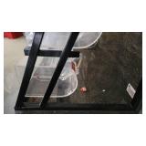 5 Tier Slanted Metal/ Particle Board Rack with Bottom Storage Drawers