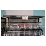 5 Tier Slanted Metal/ Particle Board Rack with Bottom Storage Drawers