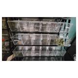 5 Tier Slanted Metal/ Particle Board Rack with Bottom Storage Drawers