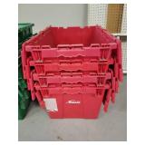 Lot of 4 Red Flap Lids Totes