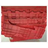 Lot of 6 Plastic Totes - Green and Red - Some of the Lids are Cracked or Damaged