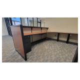Woodem U Shaped Receptionist W/ Black Filing Cabinets