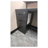 Woodem U Shaped Receptionist W/ Black Filing Cabinets