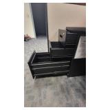 Woodem U Shaped Receptionist W/ Black Filing Cabinets