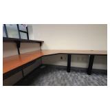 Woodem U Shaped Receptionist W/ Black Filing Cabinets